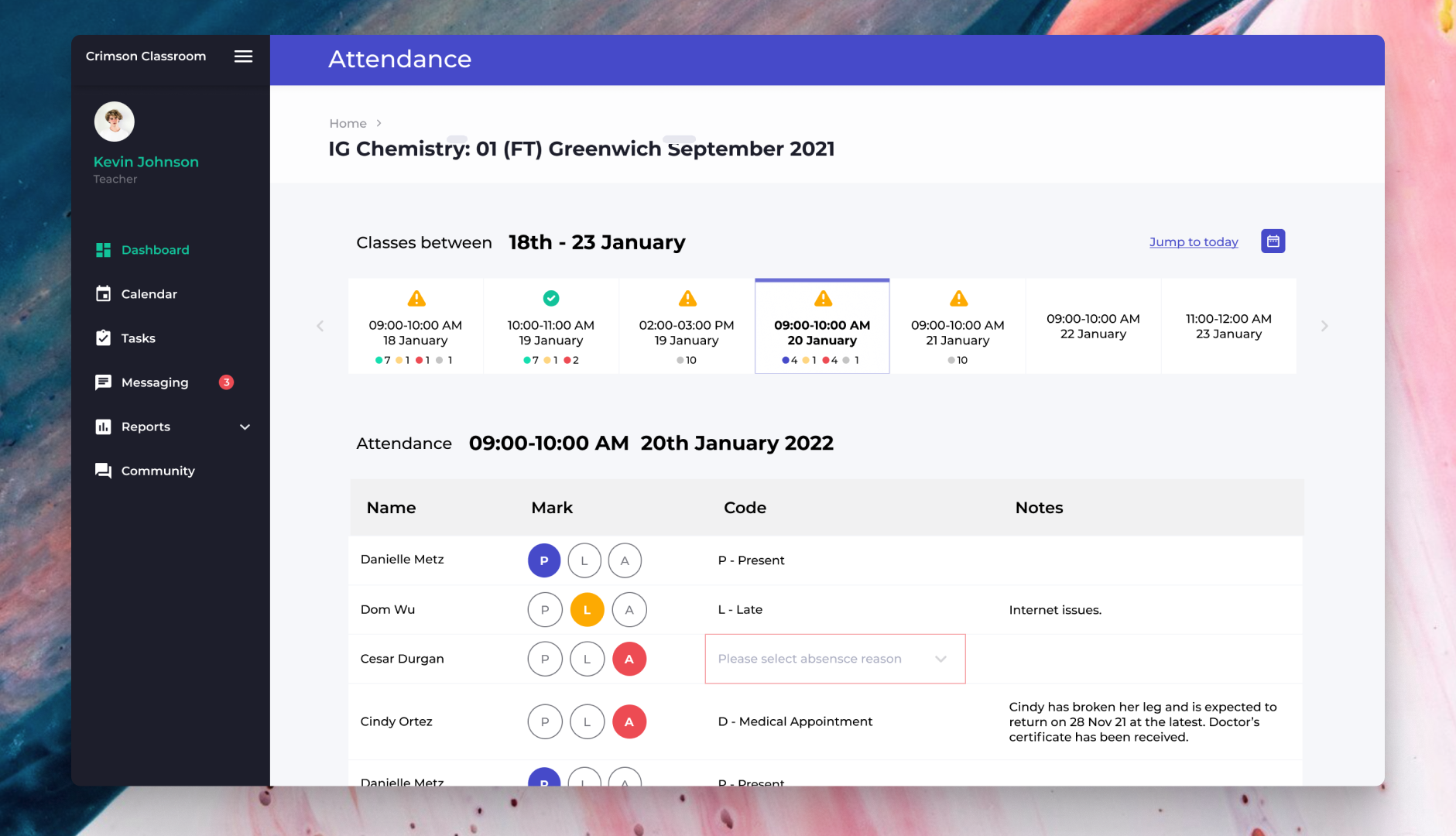 Attendance overlay design