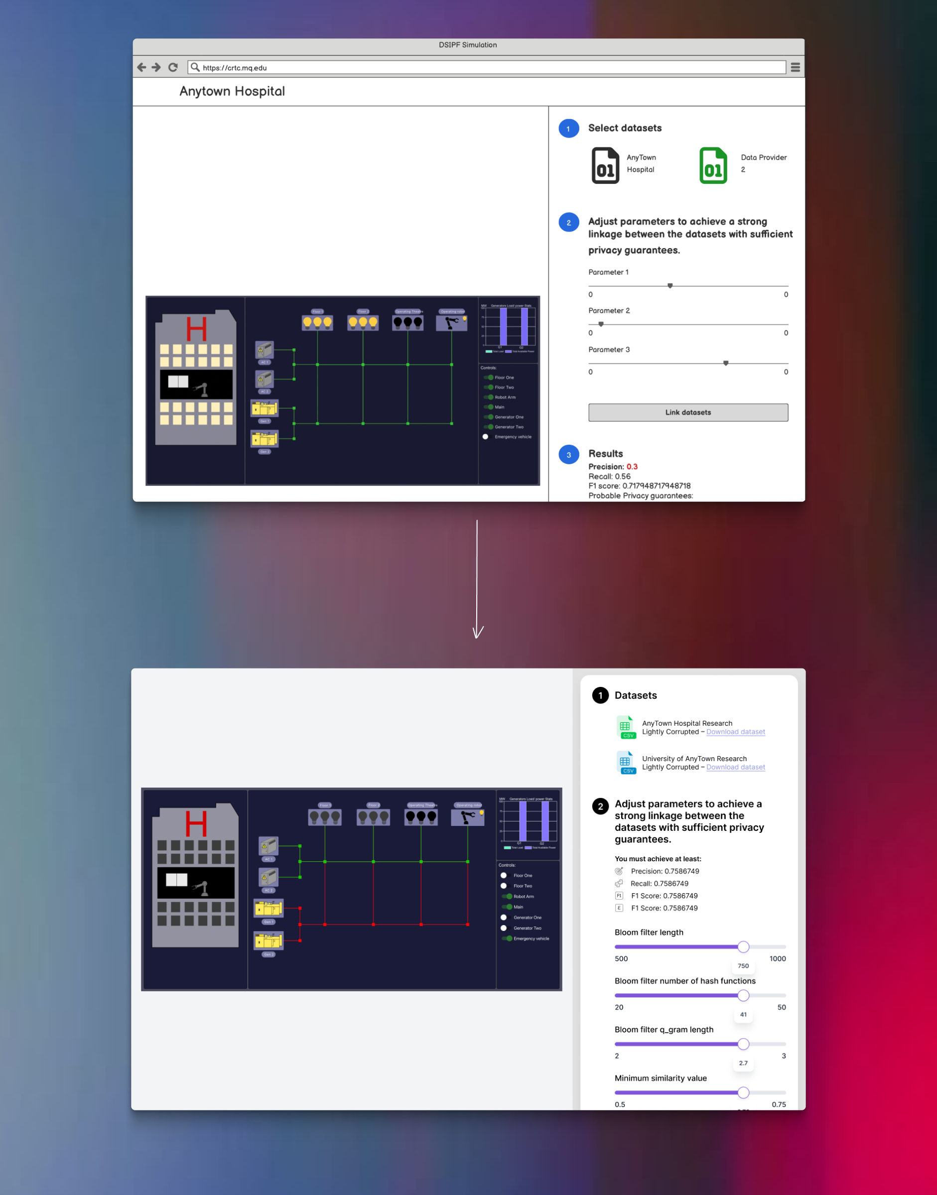 Example of a simulation running in a browser